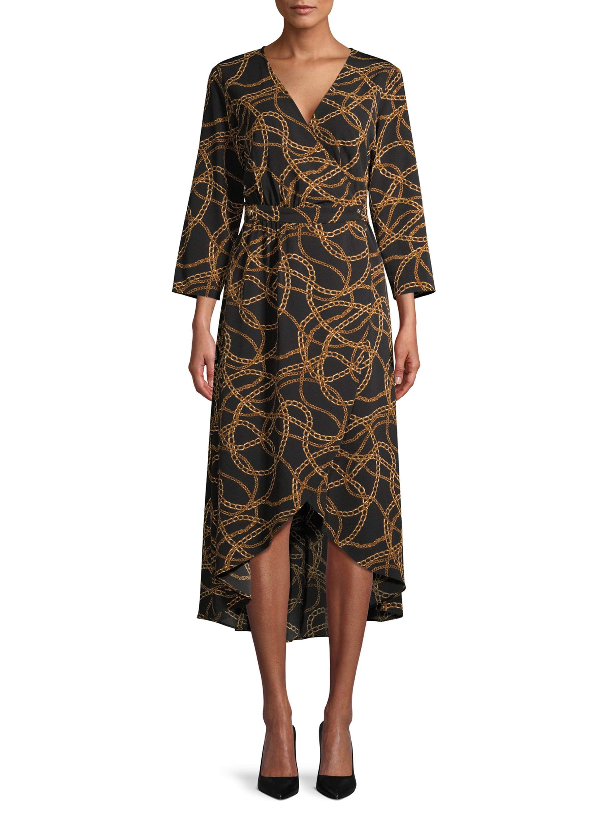 Walmart for C. Wonder Women's Long Sleeve Printed Midi Wrap Dress |  AccuWeather Shop